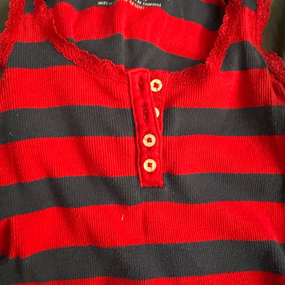 Aeropostale Red and Navy Striped Stretch Top --Women's Small - Picture 5 of 5